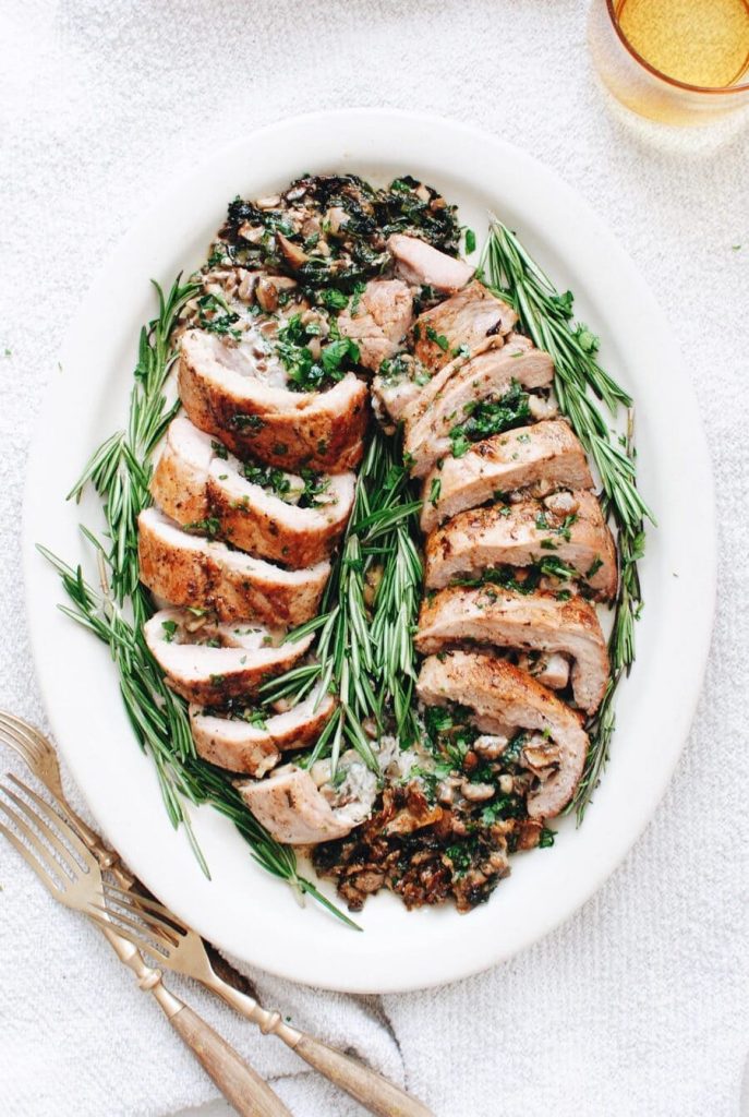 Mushroom and Spinach Stuffed Pork Tenderloin