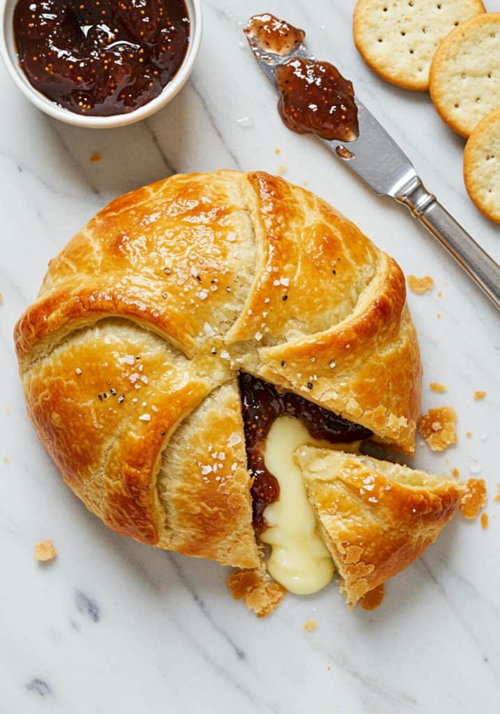 Baked Puff Pastry Wrapped Brie With Fig Jam