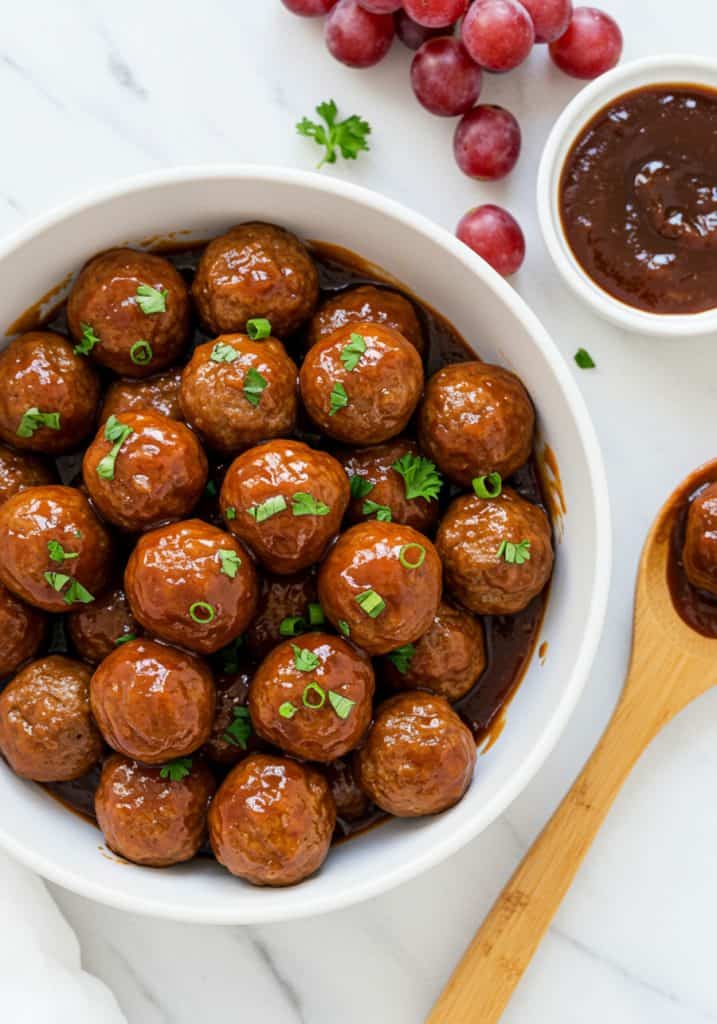 Crockpot Grape Jelly BBQ Meatballs