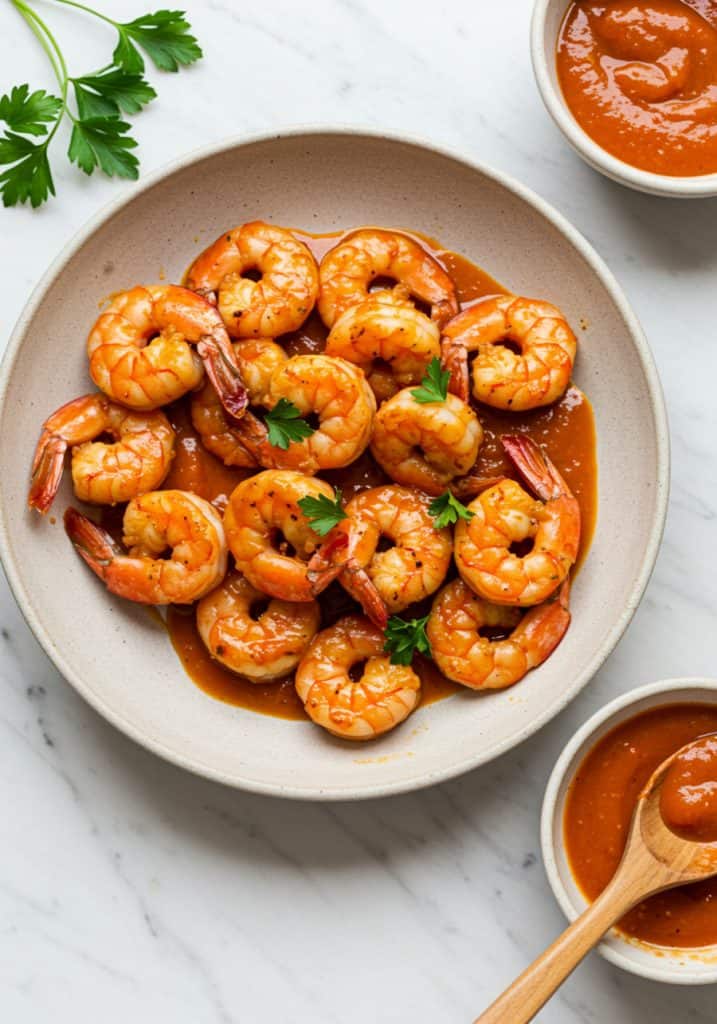 Saucy Shrimp with Roasted Red Pepper Sauce