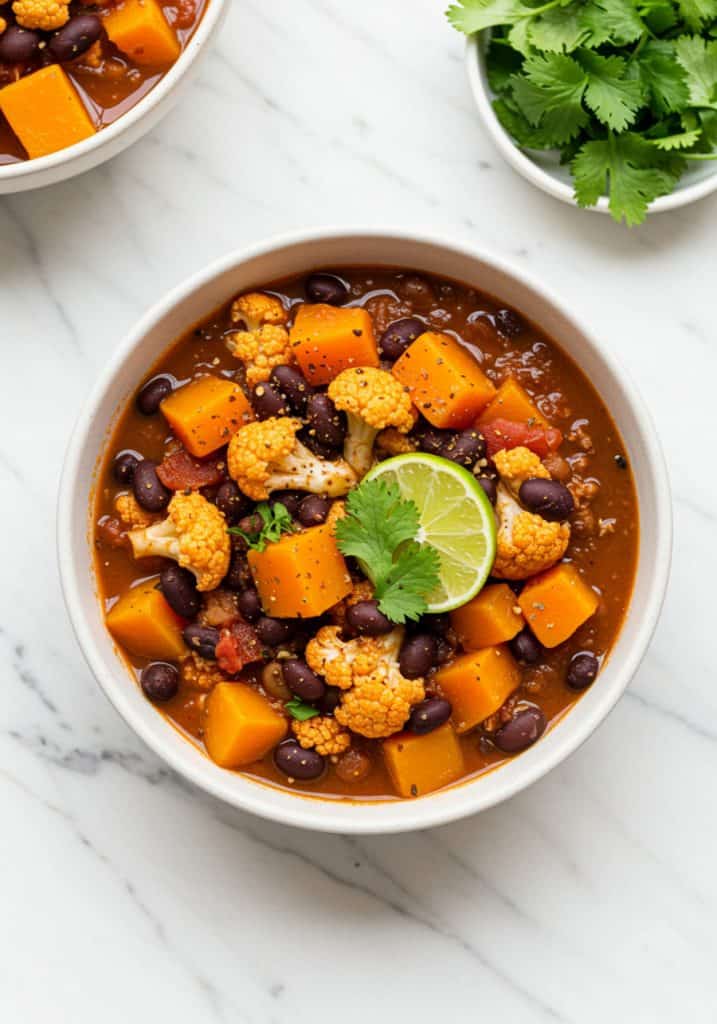 Vegetarian Chili with Butternut Squash and Cauliflower